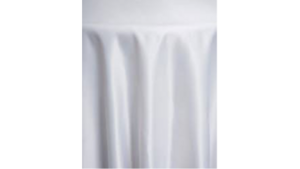 White Cotton Poly 132" Round rental Greater Northern Michigan